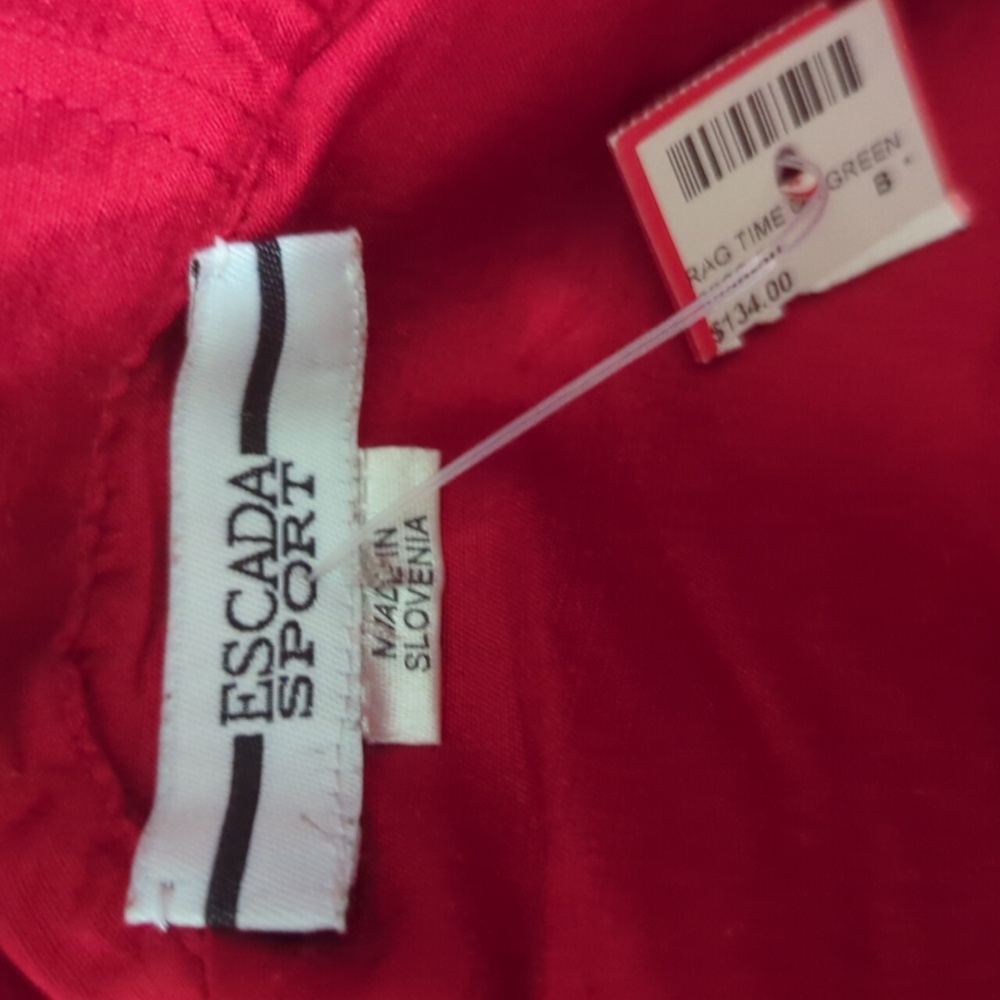 Vintage 90s Escada Sport Red 100% Silk Hooded Jacket NWT Size M - Picture 7 of 10